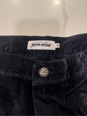 FA Black Velvet Men’s Straight Jeans with Branded Button
